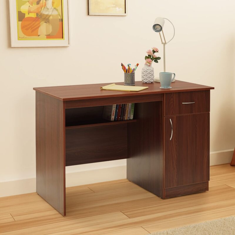 Natural Art & Crafts Vnue Handmade Scholar Study & Office Desk with 1 Drawer 1 Door ( Rolex Brown )