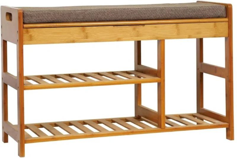 Natural Art & Crafts Entryway 3-Tier Organizer Shoe Rack Bench for Boots - Image 3