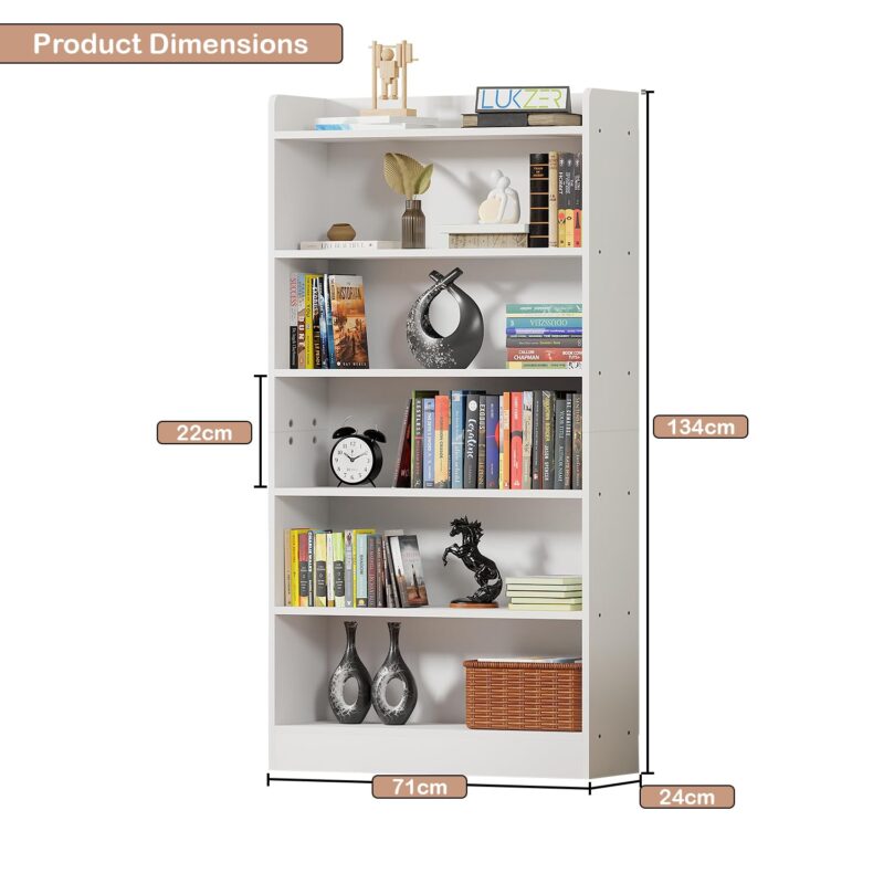 Natural Art & Crafts 6 Tier Handmade Engineered Wood Bookshelf Rack for Library Home or Office (White) - Image 2