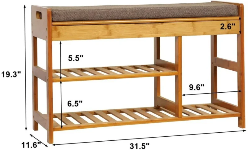 Natural Art & Crafts Entryway 3-Tier Organizer Shoe Rack Bench for Boots - Image 4
