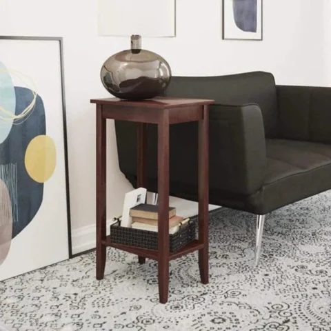 Natural Art & Crafts Modern Design Handmade End Table Stylish Solid Wood Accent Table for Living Room and Bedroom (Walnut Finish)
