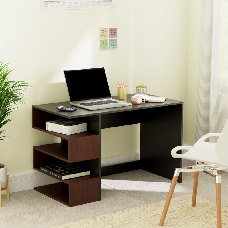 Natural Art & Crafts Solimoo Handmade Scholar Study Office Computer Table Desk with Storage for Adults Kids Students