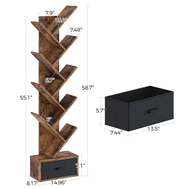 Natural Art & Crafts Annex Handmade Teak Wood Bookcase for or Home & Office Storage (Natural Finish) - Image 2