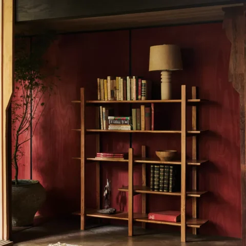 Natural Art & Crafts Elliot Handmade Teak Wood Bookshelf Rack for Home or Office