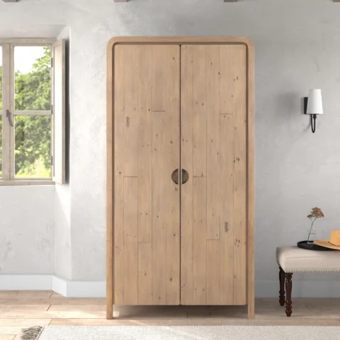 Natural Art & Crafts Nedra Teak Wood Multipurpose Storage Wardrobes & Dressers for Elegant Bedroom Storage Solution with 2 Doors