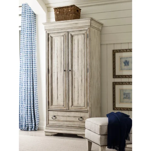 Natural Art & Crafts Shaylene Teak Wood Multipurpose Storage Wardrobes & Dressers for Elegant Bedroom Storage Solution with 2 Doors and 1 Drawer (Antique White)