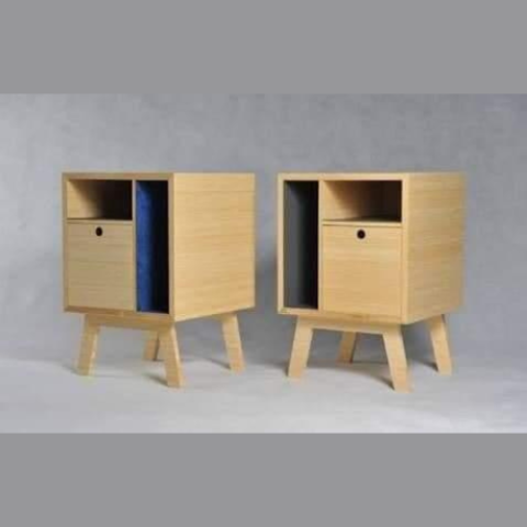 Natural Art & Crafts Wooden Handmade Simple Teak Wood Bedside Table (Set of 2)