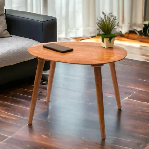 Natural Art & Crafts Pokily Mango Wood Oval Shape Foldable Side Table