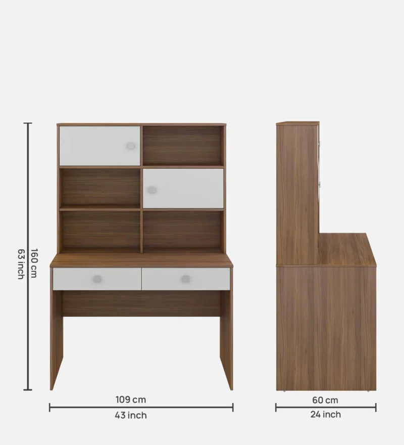 Natural Art & Crafts Albert Handmade Scholar Study Office Computer Table Desk for Adults Kids Students (Exotic Teak And Frosty White Finish ) - Image 5