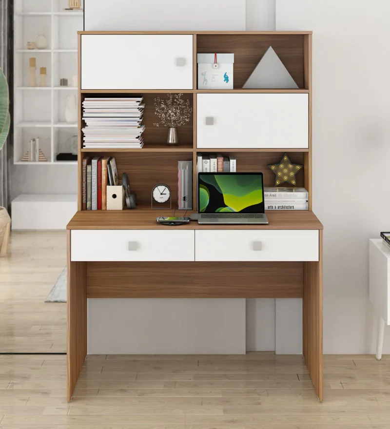 Natural Art & Crafts Albert Handmade Scholar Study Office Computer Table Desk for Adults Kids Students (Exotic Teak And Frosty White Finish )