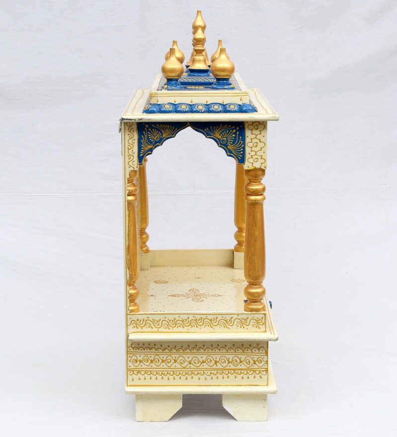 Natural Art & Crafts Indian Culture Traditional Handmade Wooden Pooja Temple for Daily Prayers (White) - Image 4