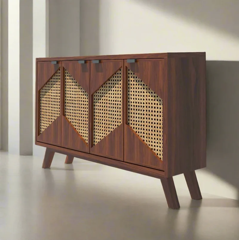 Natural Art & Crafts Canving Solid Wood Sheesham Wood 4 Door Sideboard Cabinet - Image 3