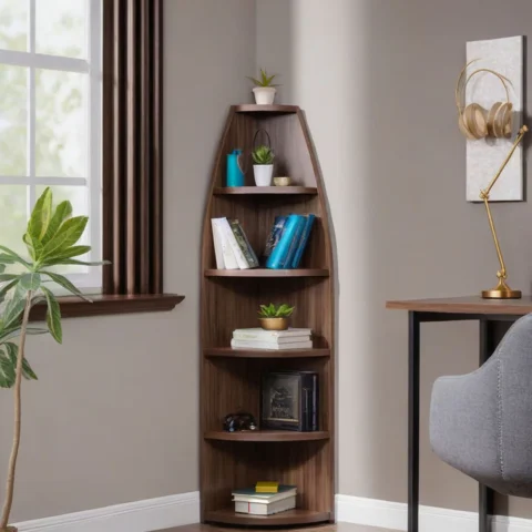 Natural Art & Crafts Engineered Wood Handmade Bookshelf Rack for Library Home or Office Spiced Acacia (6-Feet)