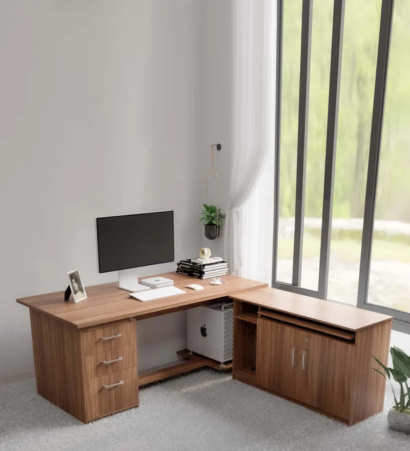 Natural Art & Crafts Madison Executive Handmade Scholar Study Office Computer Table Desk for Adults Kids Students (Leon Teak Finish With File)