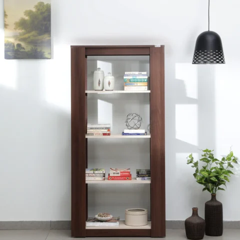 Natural Art & Crafts Pamir Engineered Wood Handmade Bookshelf Rack for Library Home or Office (Dark and Light Acacia Finish)