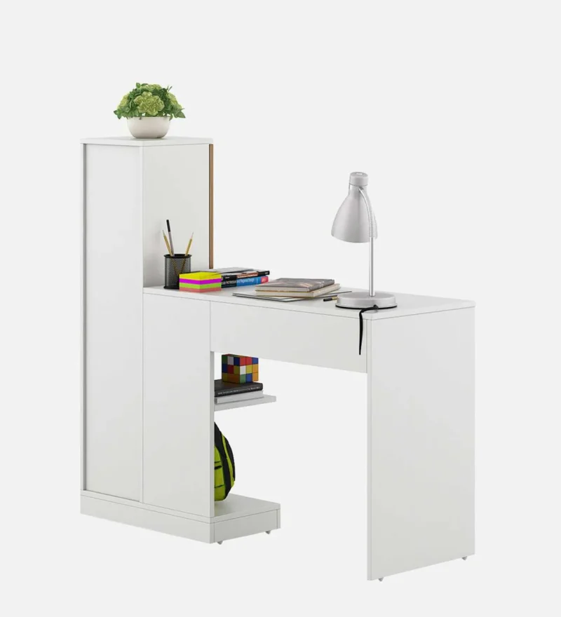 Natural Art & Crafts Troy Handmade Scholar Study Office Computer Table Desk for Adults Kids Students (White & Oak Finish ) - Image 3