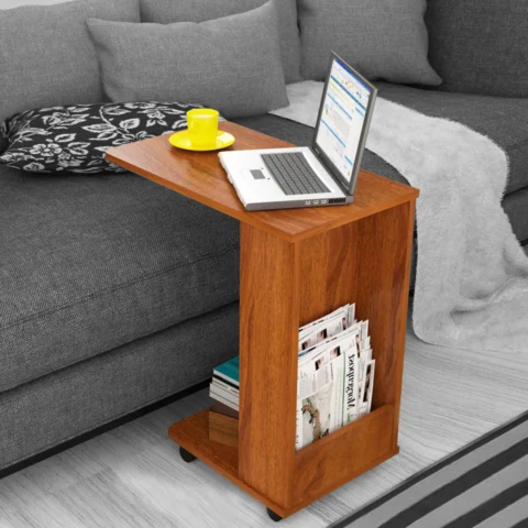 Natural Art & Crafts Voyager C-Shape Handmade Scholar Study Office Computer Table Desk for Adults Kids Students (with Wheels)