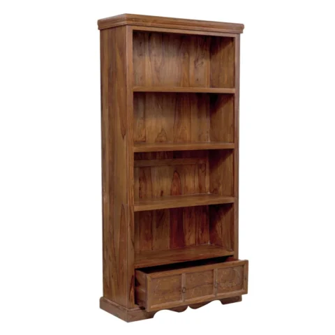 Natural Art & Crafts Elephant Handmade Teak Wood Bookshelf Rack for Library Home or Office ( Honey Finish )