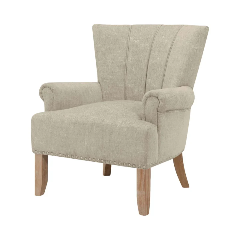NATURAL ART & CRAFT Tufted Armchair with color beige (Teak Wood) - Image 2