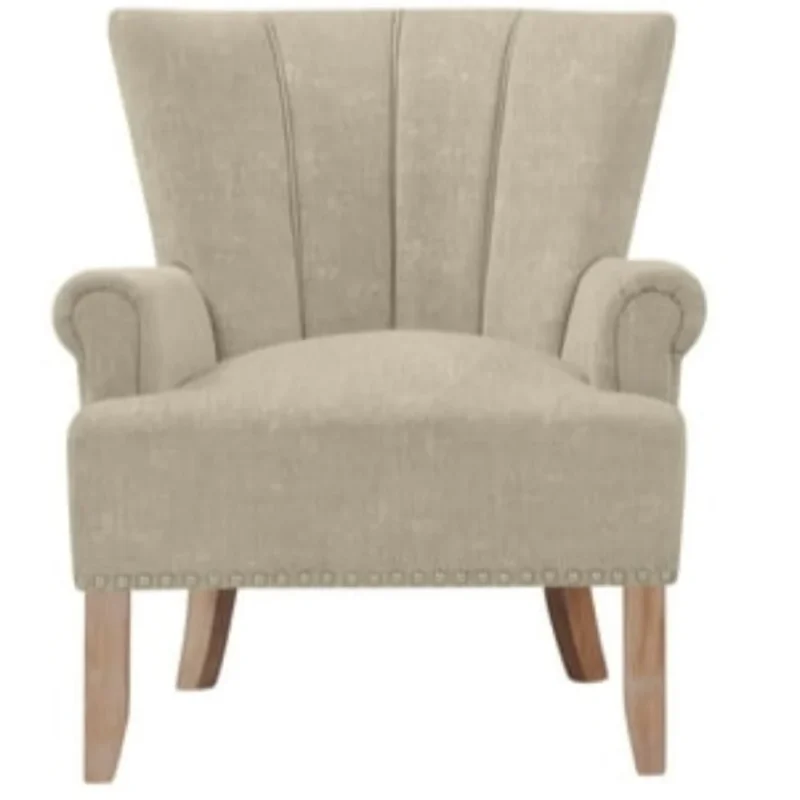 NATURAL ART & CRAFT Tufted Armchair with color beige (Teak Wood) - Image 3