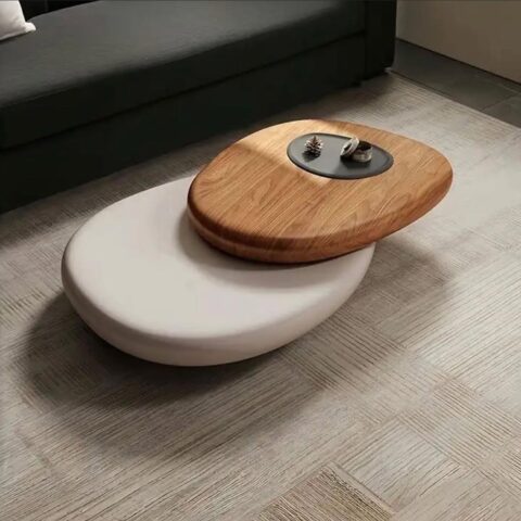 NATURAL ART & CRAFT Oval Coffee Table with TEAK Wood Grain Finish